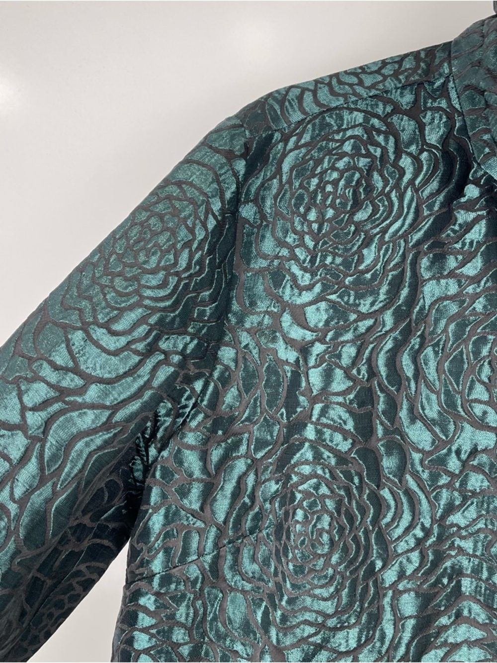 Ali Miles Jacket NWT Size M Textured Green Floral Print Open Front Artsy Chic - Picture 5 of 10